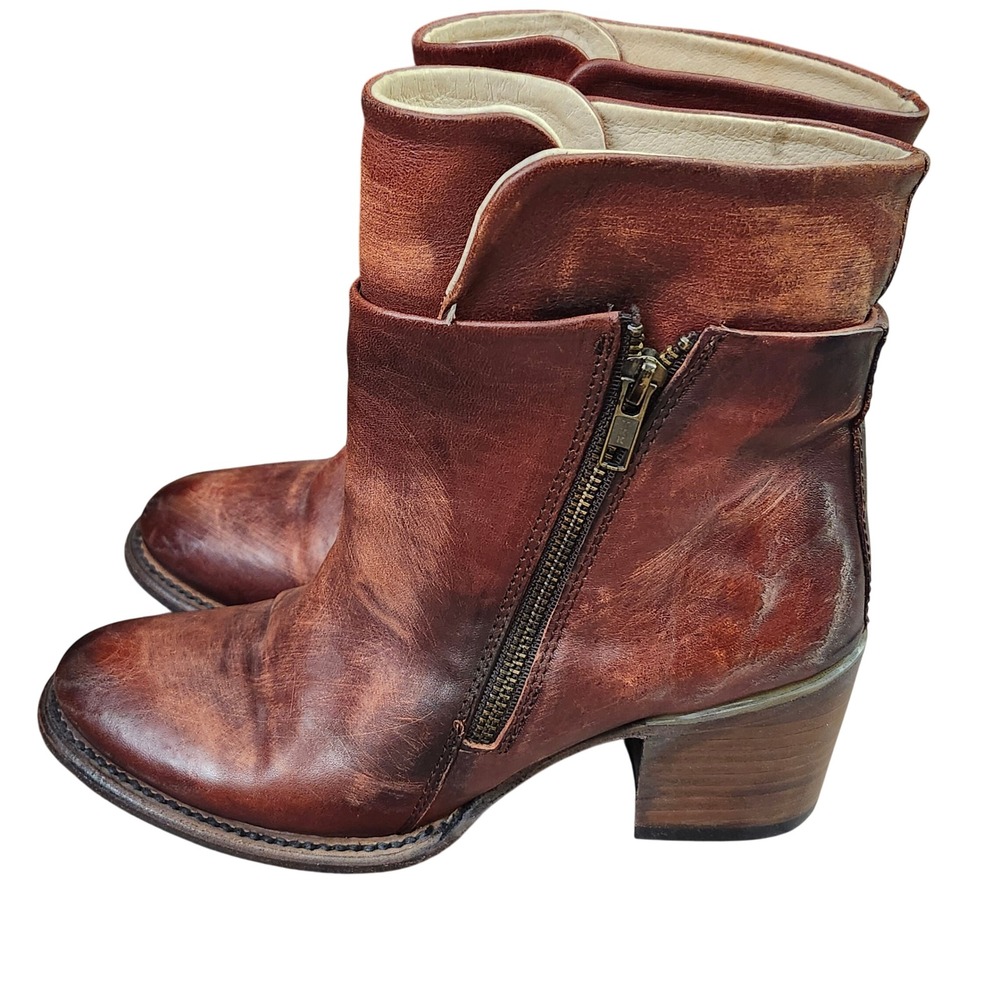 Freebird by Steven Clip Cognac Leather Ankle Boots FB-CLIP Mens 8 Western Zipper - Picture 12 of 14